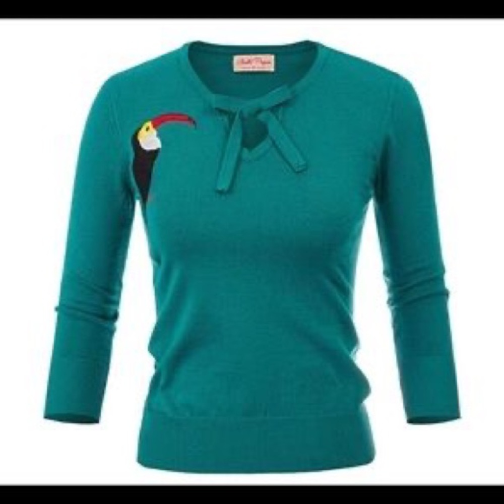 Teal toucan sweater